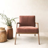 Nysse Fabric Armchair | Latte Oak Frame - Russet