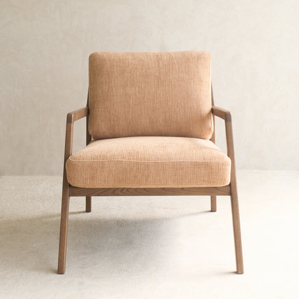 Nysse Fabric Armchair | Latte Oak Frame - Yak