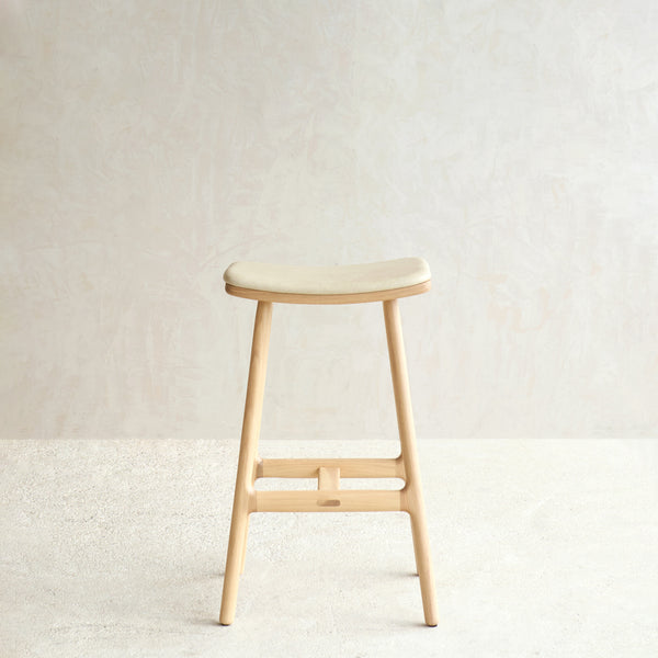 Odd Leather Counter Stool | Blonde Oak Frame - Limestone - Originals Furniture