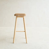 Odd Leather Counter Stool | Blonde Oak Frame - Pecan