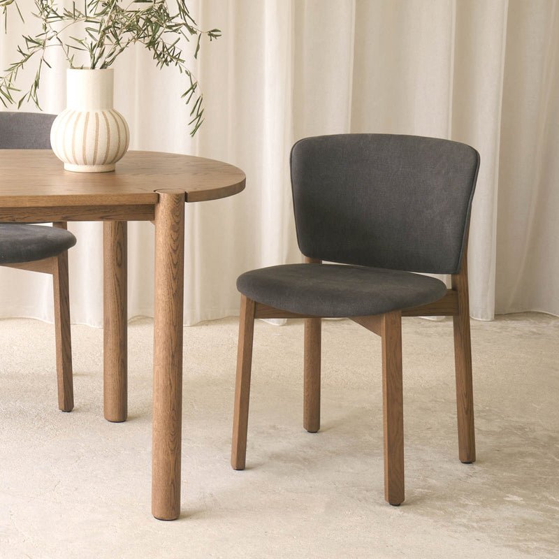 Pinta Fabric Dining Chair | Latte Oak Frame - Militaire