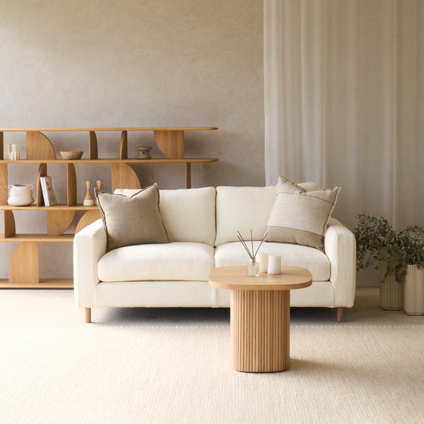 Ponte Fabric Sofa | Blonde Oak - Panna Cotta (185cm)