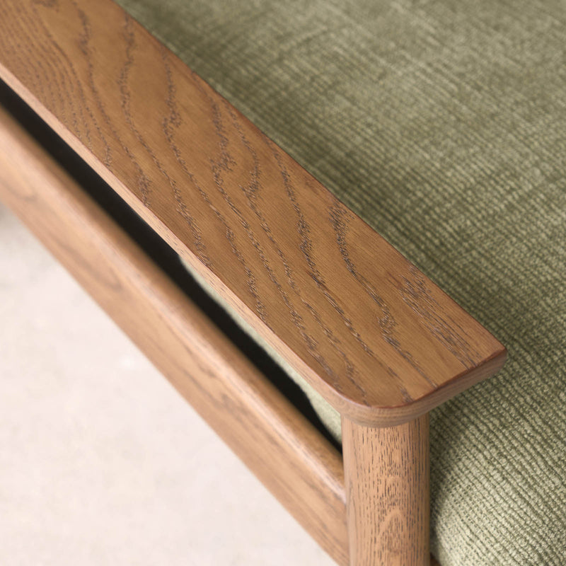 Wren Armchair | Latte Oak with Brown Leather Harness - Sherpa Glen