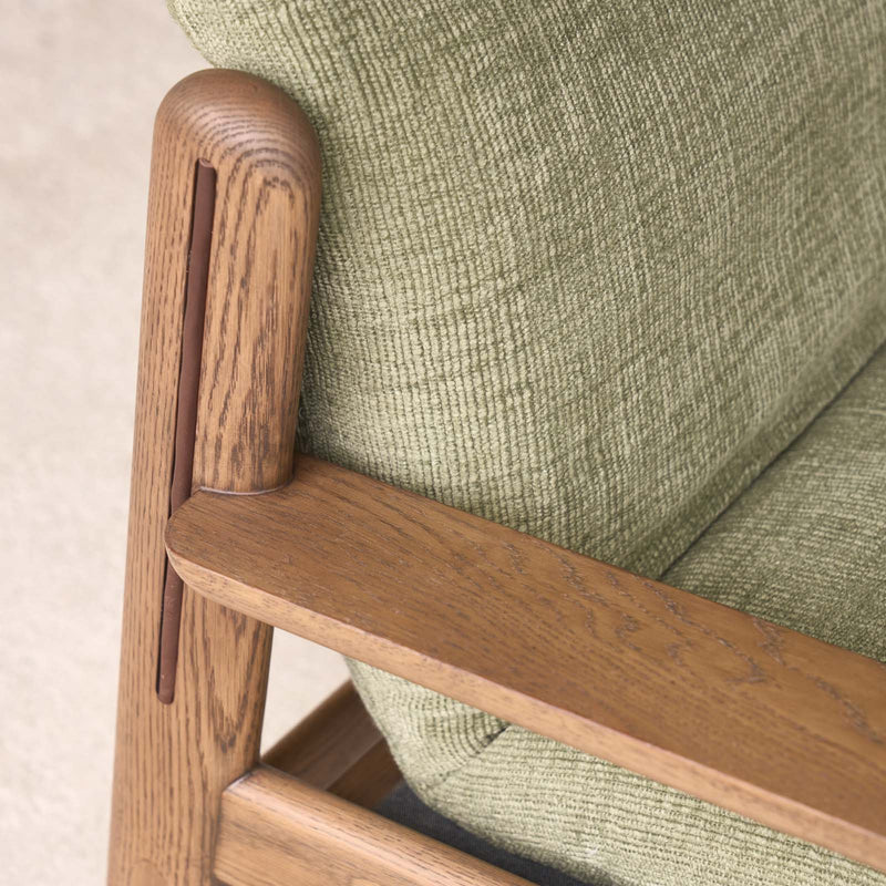 Wren Armchair | Latte Oak with Brown Leather Harness - Sherpa Glen