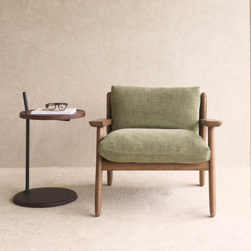 Wren Armchair | Latte Oak with Brown Leather Harness - Sherpa Glen