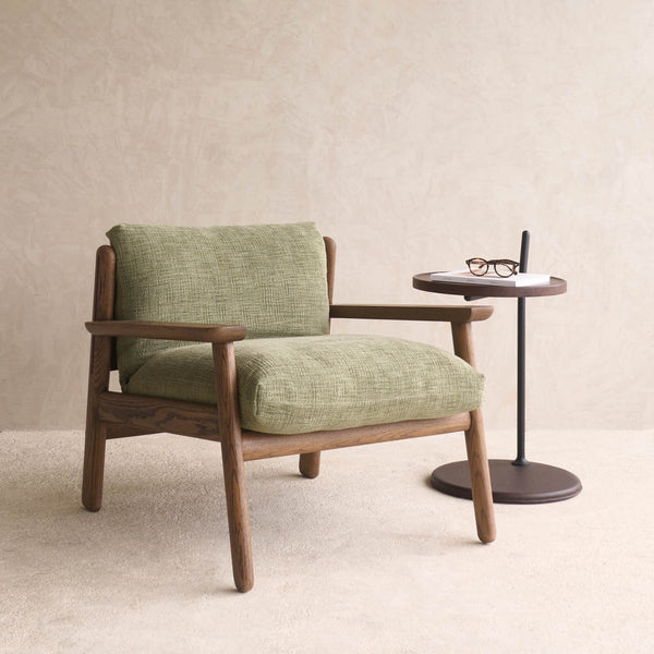 Wren Armchair | Latte Oak with Brown Leather Harness - Sherpa Glen