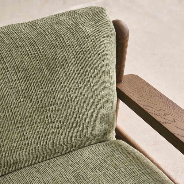 Wren Armchair | Latte Oak with Brown Leather Harness - Sherpa Glen