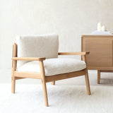 Wren Armchair | Oak with Brown Leather Harness - Porcelain - Originals Furniture