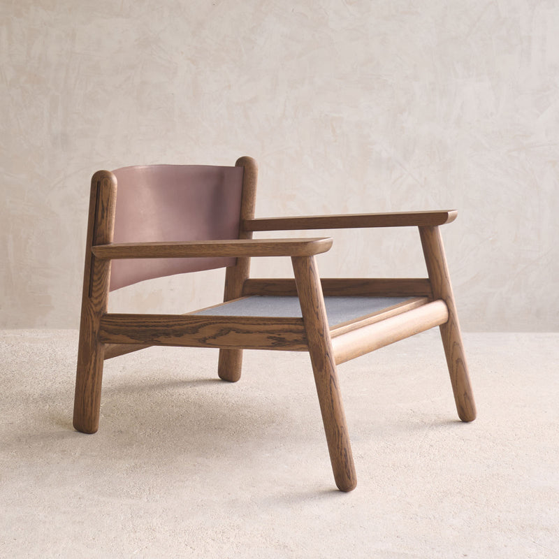 Wren Armchair | Latte Oak with Brown Leather Harness - Sherpa Glen