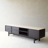 Yorke Plain TV Console | Travertine - Bison Oak
