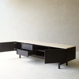 Yorke Plain TV Console | Travertine - Bison Oak