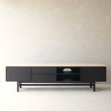 Yorke Plain TV Console | Travertine - Bison Oak