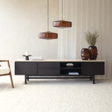 Yorke Plain TV Console | Travertine - Bison Oak