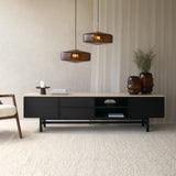 Yorke Plain TV Console | Travertine - Bison Oak
