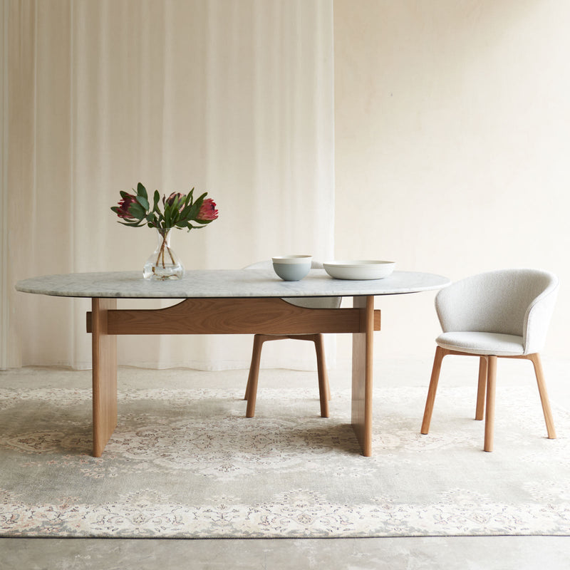 Tolv Kelly Dining Table Marble Top Bespoke Custom Oak Legs from Originals Furniture Singapore