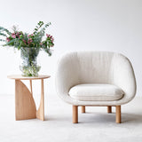 Portobello fabric armchair in milk with geometric side table - Originals Furniture Singapore