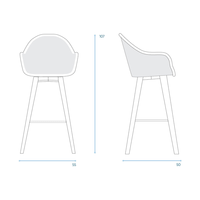 Avril Bar Stool | Teak Frame - Black