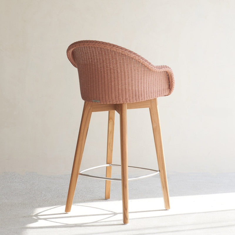 Avril Counter Stool | Teak Frame - Dusty Coral