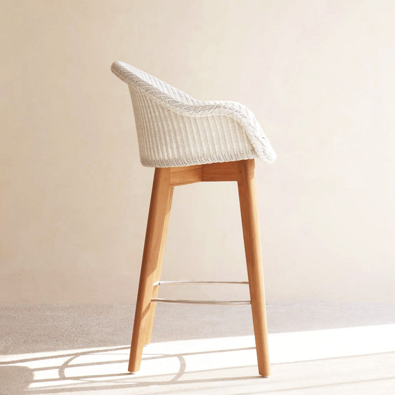 Avril Counter Stool | Teak Frame - Pure White