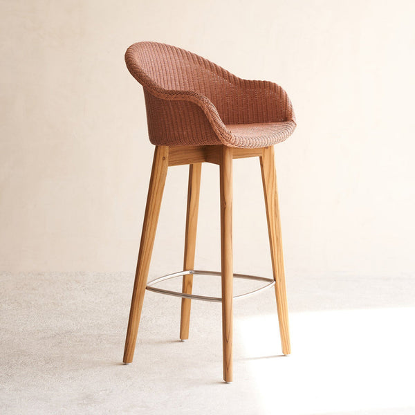 Avril Bar Stool | Teak Frame - Dusty Coral