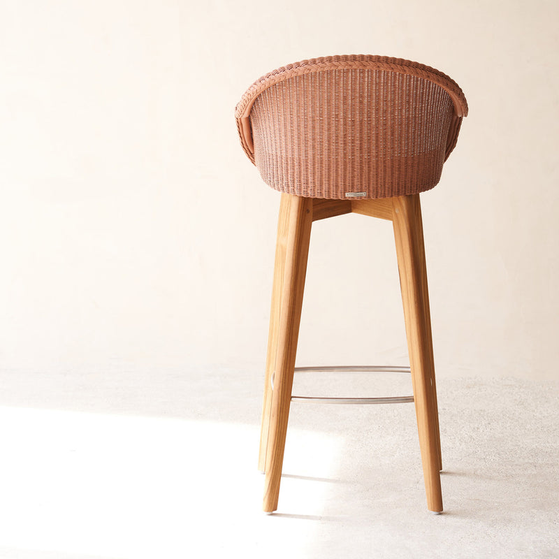 Avril Bar Stool | Teak Frame - Dusty Coral