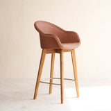 Avril Counter Stool | Teak Frame - Dusty Coral