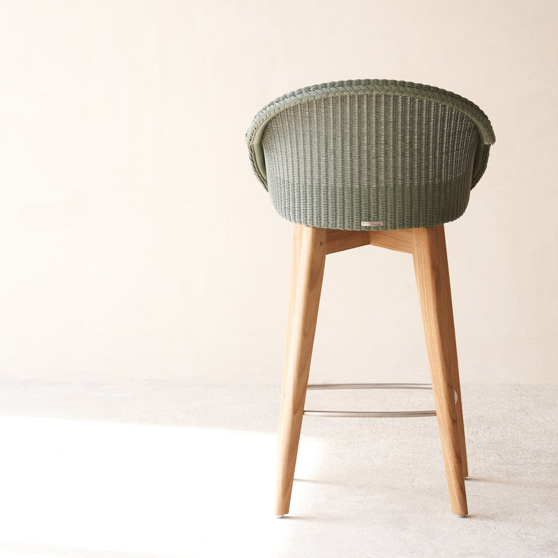 Avril Counter Stool | Teak Frame - Dusty Green