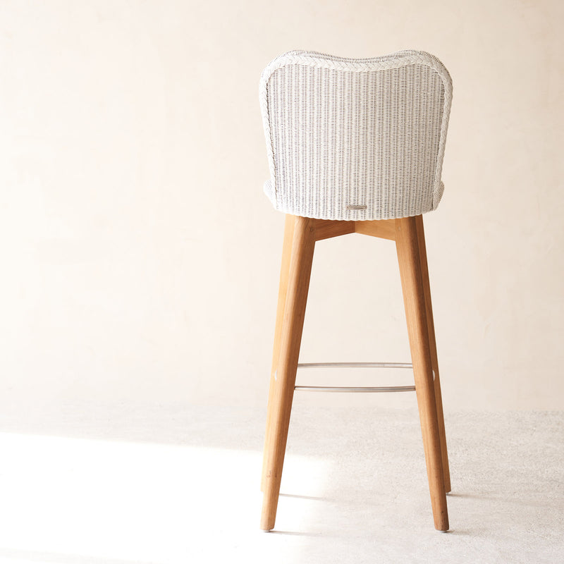 Lily Bar Stool | Teak Frame - Pure White