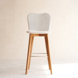 Lily Counter Stool | Teak Frame - Pure White