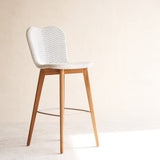 Lily Counter Stool | Teak Frame - Pure White