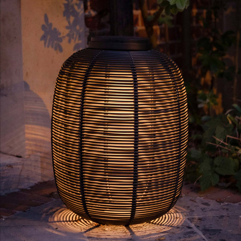 Tika Outdoor Lantern | Teak Base - Black (69cm)