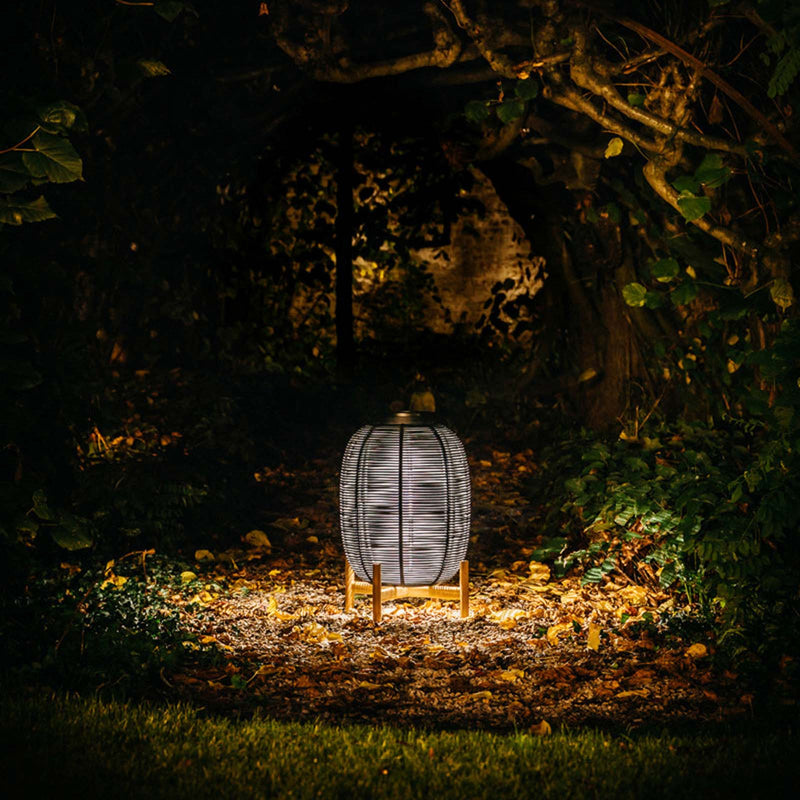 Tika Outdoor Lantern | Teak Base - Black (59cm)