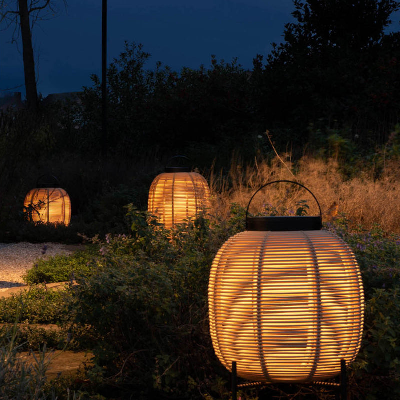 Tika Outdoor Lantern | Teak Base - Camel (59cm)