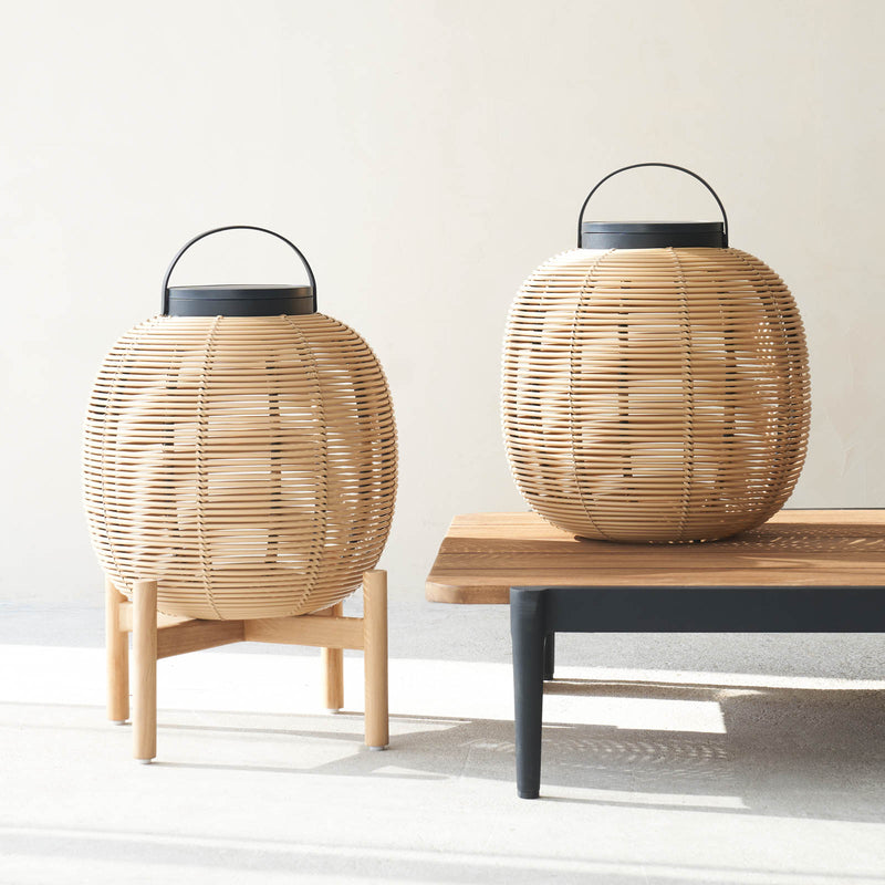 Tika Outdoor Lantern | Teak Base - Camel (59cm)