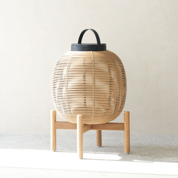 Tika Outdoor Lantern | Teak Base - Camel