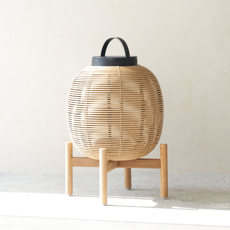 Tika Outdoor Lantern | Teak Base - Camel (59cm)
