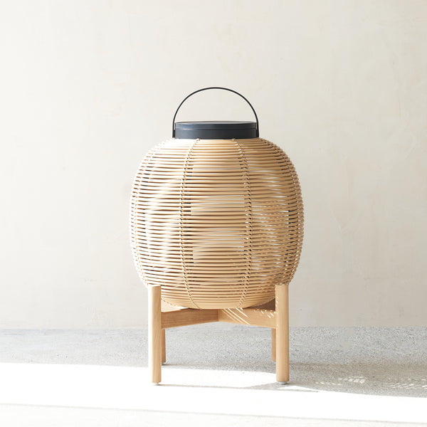 Tika Outdoor Lantern | Teak Base - Camel (59cm)