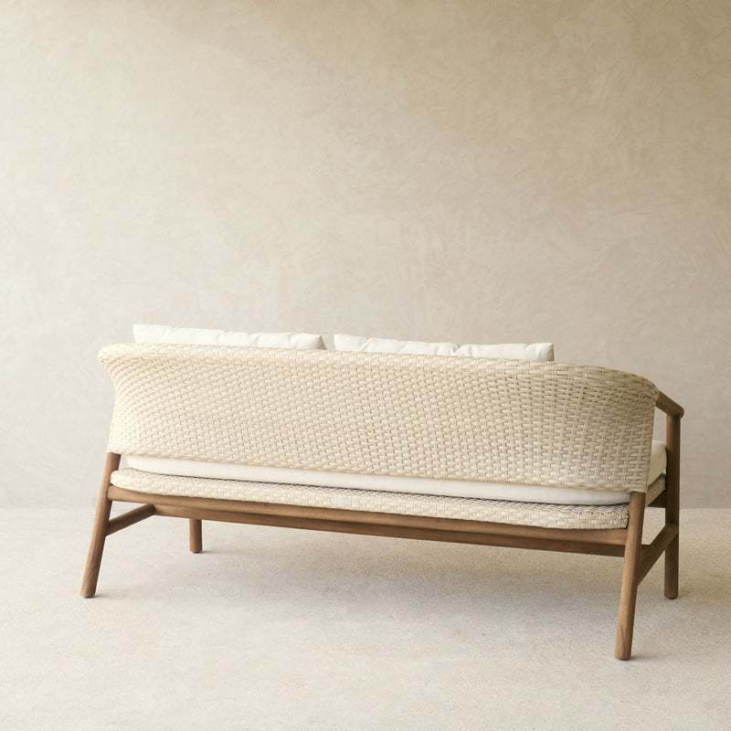 Aiko Outdoor Sofa | White Shell Frame with Sand Cushions