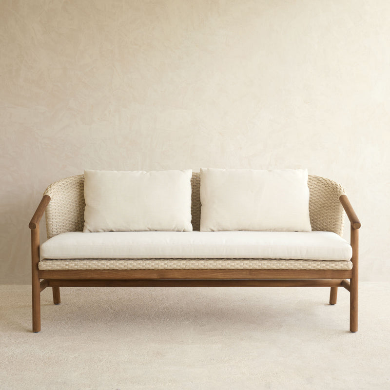 Aiko Outdoor Sofa | White Shell Frame with Sand Cushions