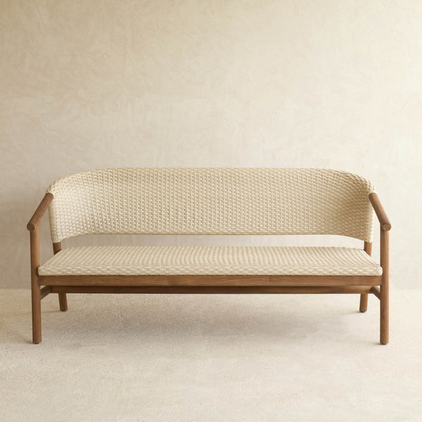 Aiko Outdoor Sofa | White Shell Frame with Sand Cushions