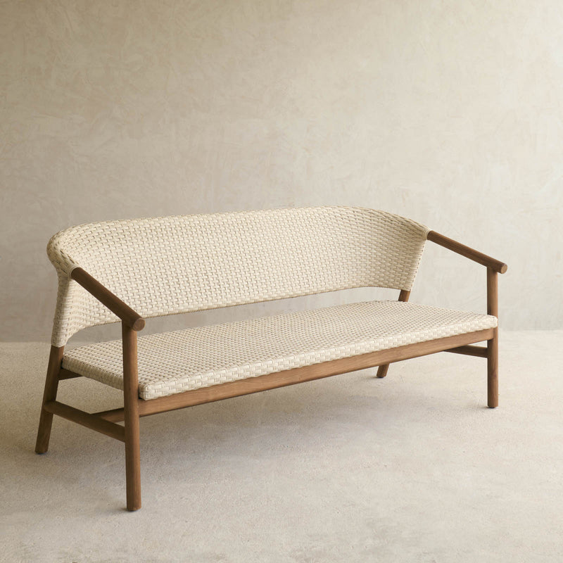 Aiko Outdoor Sofa | White Shell Frame with Sand Cushions