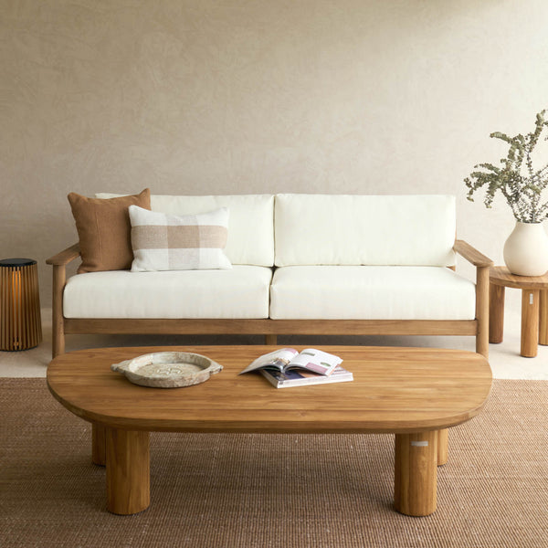 Capri Outdoor Sofa | 3 Seater - Graige with Snow Cushion