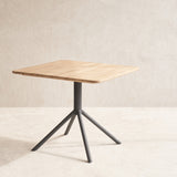 Outdoor Arioso Bistro Table | Teak with Black Base (90cm)