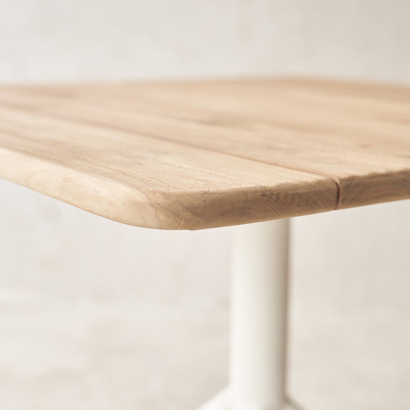 Outdoor Arioso Bistro Table | Teak with White Base (90cm)