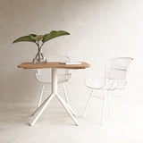 Outdoor Arioso Bistro Table | Teak with White Base (90cm)