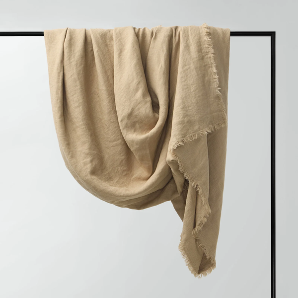 Freya Linen Throw | Biscuit