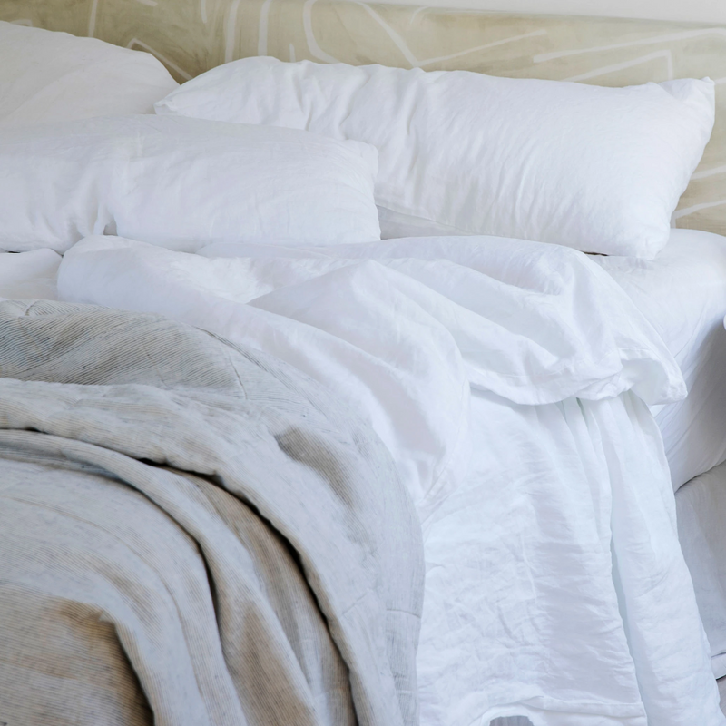 Linen Fitted Sheet Set | White - Originals Furniture