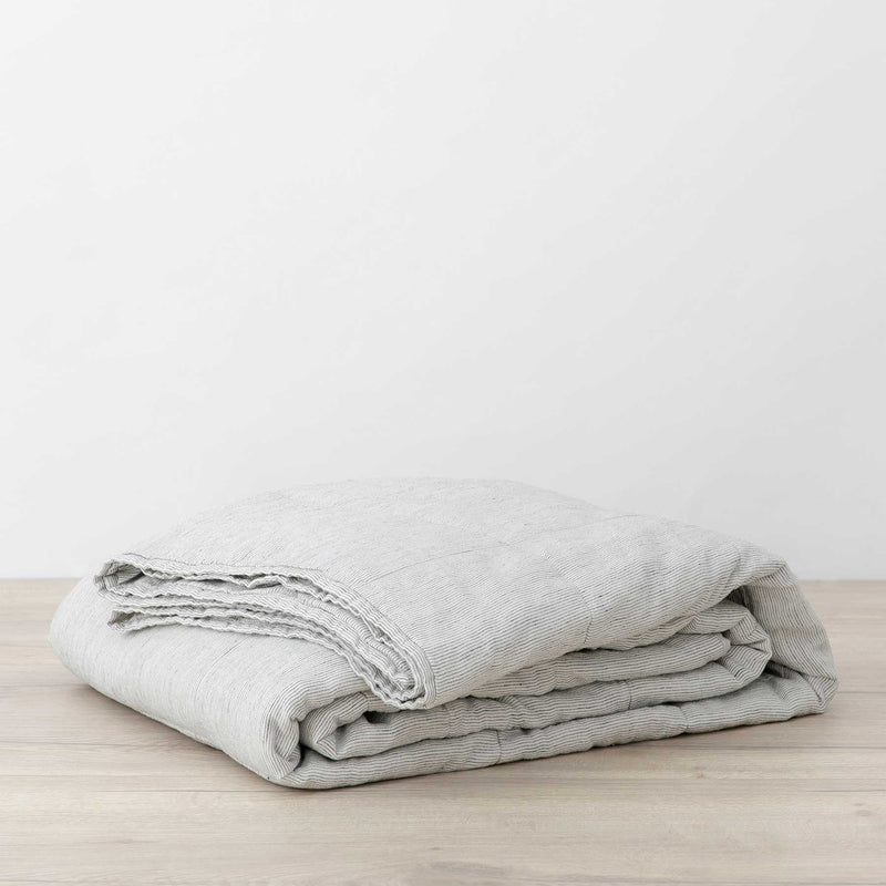 Linen Quilted Bedcover | Pinstripe