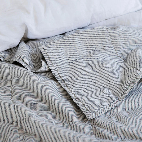 Linen Quilted Bedcover | Pinstripe