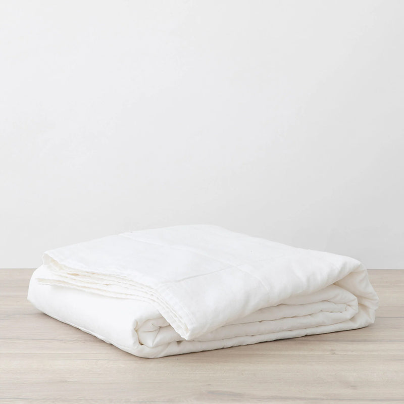Linen Quilted Bedcover | White